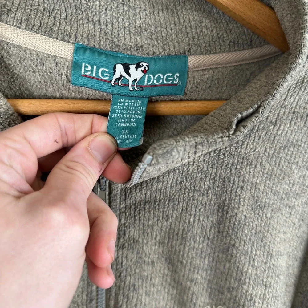 Big Dogs Mens 3X Gray Quarter Zip Pullover Textured Knit Long Sleeve Mock Neck